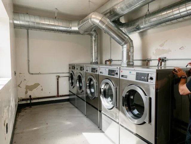 Riverview Dryer Vent Cleaning team performing large-scale commercial dryer vent cleaning in Riverview