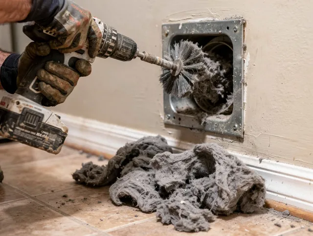 Certified Riverview Dryer Vent Cleaning technician performing dryer vent cleaning in Riverview