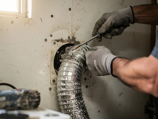 Riverview Dryer Vent Cleaning technician performing precise dryer vent hose installation in Riverview